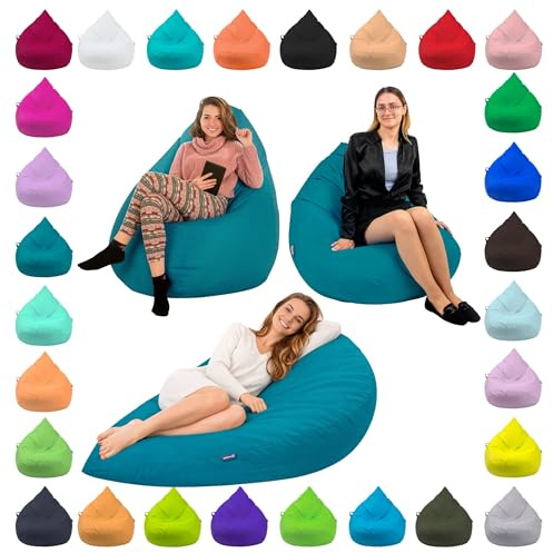 BuBiBag Sitzsack XXL Bodenkissen für Erwachsene & Kinder - Geeignet für Gaming oder Entspannen - Indoor wie Outdoor da er Wasserfest ist - mit EPS Perlen (Pacific, XXL)