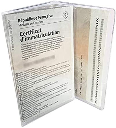 Maelsa® Etui Carte Grise PVC Cristal Transparent, 3 Volets, lisibilité et résistance - Couleur : Transparent - Format européen : 8 x 12,3 cm - Quantité : 1