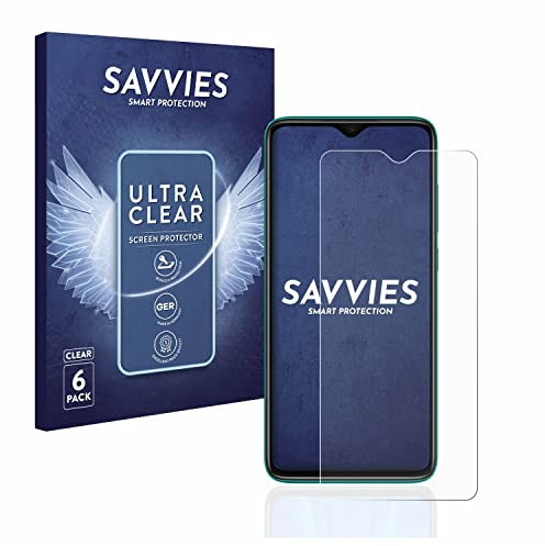 savvies Protector Pantalla para Xiaomi Redmi Note 8 Pro (6 Unidades) Película Ultra Transparente