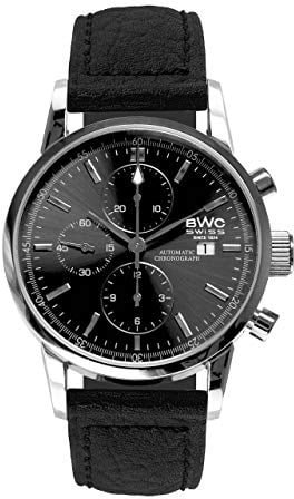 BWC Swiss Herren Uhr Chronograph Automatik mit Leder Armband 207785001