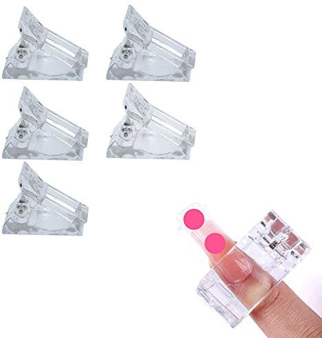 5/10Pcs Nail Tips Clip Transparent Polygel Quick Building Nail Tips Clips DIY Finger Nail Extension Builder Clamps Plastic Nail Pinching Clips Gel Nail Quick Assistant Manicure Tool (5pcs)
