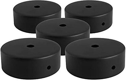 AMARCORDS - 5 Baldachin rosetten aus Metall, Farbe SCHWARZ, Lampengehäuse komplett mit Kabelklemmenzubehör, Schrauben und Deckenhalterung. Durchmesser 77 mm, Höhe 26 mm