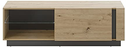 TV Lowboard in Eiche Artisan Nb. mit Absetzungen in Graphit grau, B/H/T: ca. 138/46/40 cm