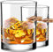 Kugel Whisky Gläser 2er set , Glas Craft Becher, Creative Bullet Bierkrug, Weinglasbecher für Zuhause für Scotch Bourbon Vater Kleine Geburtstags Weihnachts Valentins Kristallglas Geschenk (B - 2PCS)