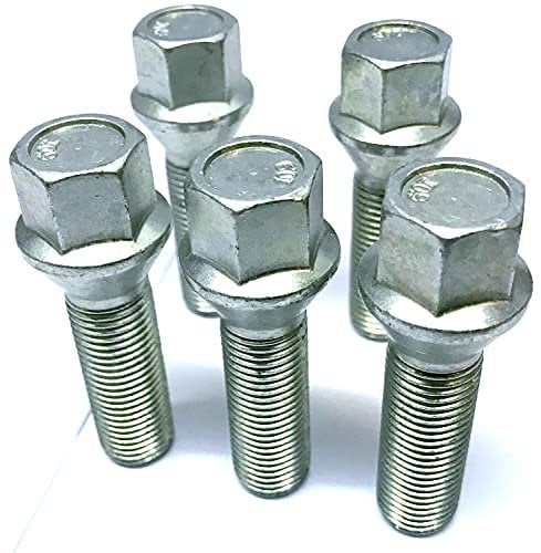 Car alloy wheel bolts M14 x 1.5 17mm Hex with an extended 35mm thread taper seat zinc plated 10.9 carbon steel (5)