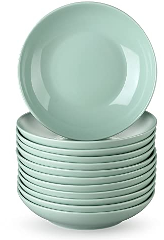 LOVECASA, Serie Sweet, Suppenteller aus Porzellan, 12-teilig, 21 cm, 550 ml, reine Farbe