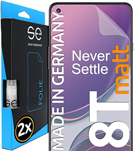 smart engineered 2x se® 3D SCHUTZFOLIE Entspiegelt für OnePlus 8T,Anti-Staub, 100% Fingerabdruck & FaceID kompatibel, einfache blasenfreie Installation, Ultra-Klar, Stoß-Kratzfest, aus Deutschland