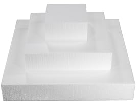 DecoPorex - Kit Base de Tarta de poliestireno Forma de Cuadrado (10/20/30cm) Tarta de porex Cuadrada
