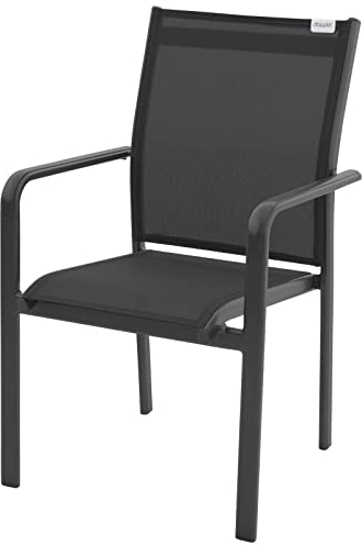 Doppler Stapelstuhl Expert Plus I Garten Stapelstuhl in Anthrazit/Schwarz aus Aluminium I Terrassenstuhl stapelbar I Stapelstühle Garten I Balkonmöbel platzsparend I Gartenstuhl Alu