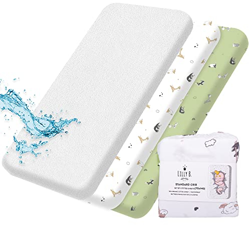 Pack of 3, 70 x 140 cm, Bettwäsche 70x140, Spannbettlaken Kinderbett 70x140, Cot Bettdecke, wasserdichte Laken für Neugeborene