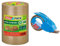 tesapack Papier Standard - Umweltschonendes Paketband aus Papier, Braun - 3x 50 m x 50 mm & pack Abroller Pack' n' Go - Ergonomischer, Inklusive 50 m x 48 mm Klebeband