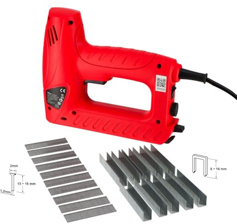 Agrafeuse cloueuse électrique 220-240V~ 50Hz 1000 agrafes et 500clous - pour les Projets de Bricolage en Ameublement, Menuiserie