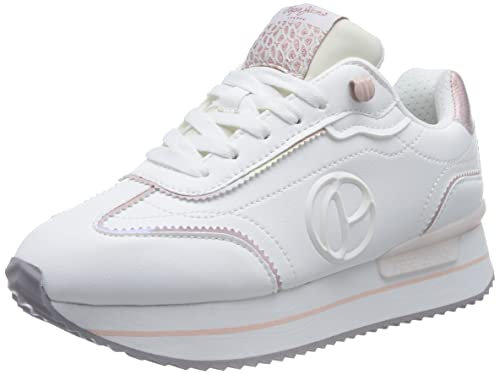 Pepe Jeans Damen RUSPER Charm Platform Sneaker, White, 40 EU