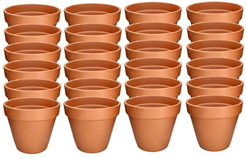 KOTARBAU® Juego de 24 macetas de Terracota con Borde 4 cm para Interiores y Exteriores, Tiesto para Plantas, Arcilla de Terracota, Maceta para balcón o jardín, Cerámica sin esmaltar