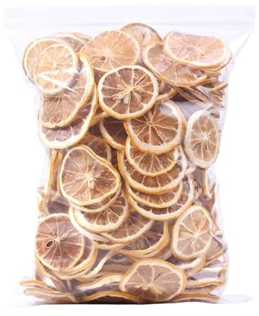 Mkostlich Getrocknete Zitronenscheiben, 500g Dehydrierte Zitronenscheiben in Loser Schüttung, Natürliche Getrocknete Zitronenscheibe zum Garnieren von Tee/Backen, ohne Zuckerzusatz