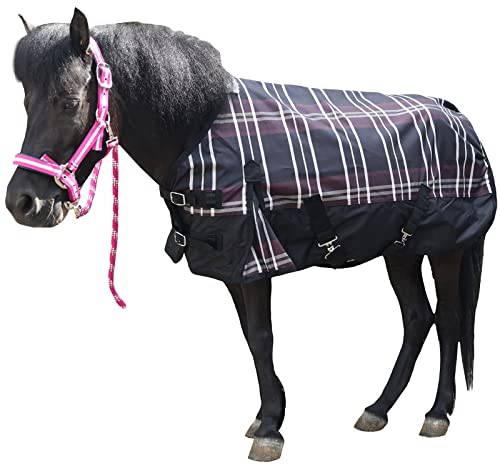 Gallopoff Ripstop-Mini-Pferdedecke, 600 Denier, 0 g Füllung, leicht, wasserdicht, atmungsaktiv, Miniatur-Pony/Esel, Regendecke, kariert, Größe 45