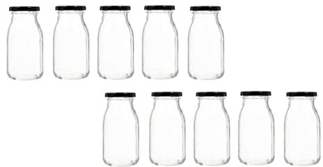Alipis 10pièces Lot De Pots Verre Transparents Avec Couvercle Pour Yaourts Puddings Et Autres Boissons