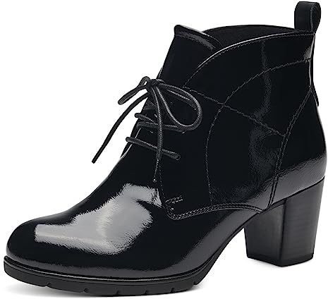 MARCO TOZZI Stivaletti Donna con Lacci Eleganti, Black Patent, 37 EU