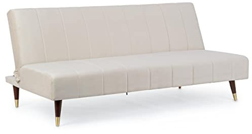 Yellow shop - ALMA Divano letto 3 posti in velluto sofà design moderno cm 180x88xH82 Beige o Rosa (Beige)