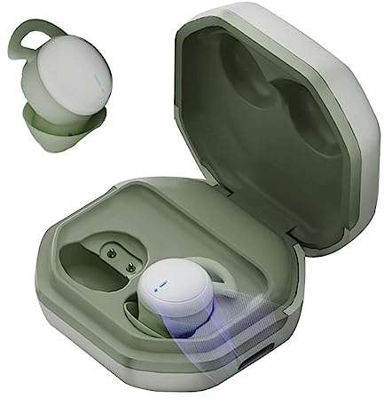 Xmenha Mini Bluetooth Kopfhörer in-Ear Ohrhörer unsichtbare kleinste kabellose Kopfhörer zum Schlafen für kleine Ohren Kinder Seitenschläfer Sport mit Ladecase für iPhone Android Grün