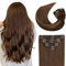Sunya Clip In Hair Extensions Echthaar Schokoladenbraun Remy Unsichtbar Natürlich Glattes Haarverlängerungen 35cm 110g 8 Stück/Packung