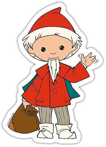 Spreadshirt Sandmännchen Winkt Sandmann Merch Sticker Aufkleber, 10 x 10 cm, Mattweiß