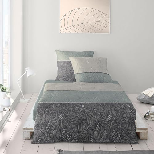 Irisette Flanell Bettwäsche Valerie Mint, 2 teilig: Bettbezug 140 x 200 cm Kopfkissenbezug 70 x 90 cm