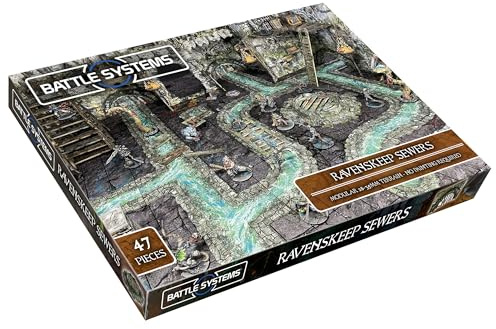 Fantasy Dungeon Terrain Ravenskeep Kanäle - Battle Systems Terrain Einspannende Szene für D&D DND Maladum Pathfinder RPG Vollfarbiger Stabiler Karton beidseitig bedruckt