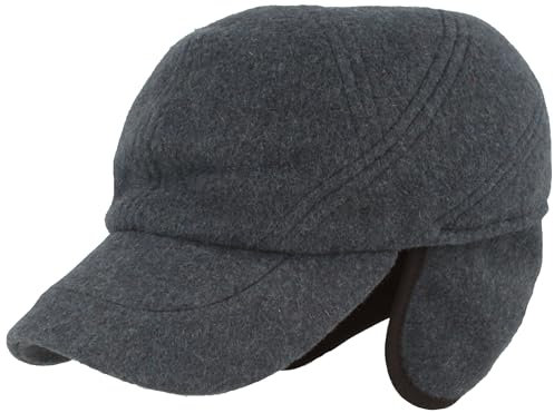 Breiter Winter Baseball Cap, Schirmmütze mit Teflon® Membran, ausklappbarer Ohrenschutz, Wolle Jeansblue 61