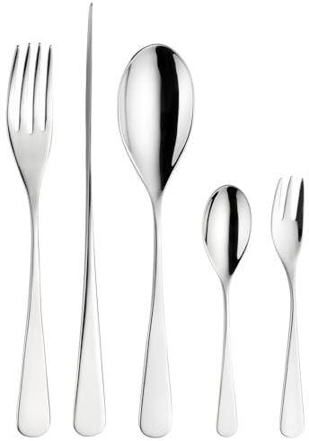 Pintinox Audrey 30-teiliges Besteckset Tafelbesteckset Geschirr & Tischaccessoires Servierbesteck aus Edelstahl - hochglanzpoliert - moderne längliche, runde Form FÜR 6 PERSONEN