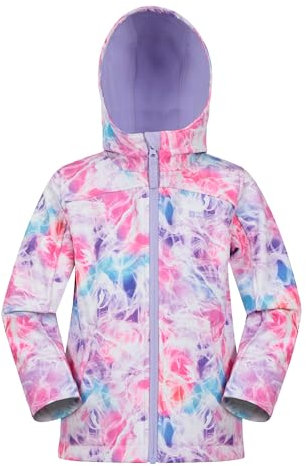 Mountain Warehouse Exodus wasserdichte Windjacke Kinder Softshell - leichte Regenjacke Kinder, atmungsaktive, wasserfeste Jacke, ungefütterte Softshell-Kinderregenjacke leuchtendes Pink 5-6 Jahre