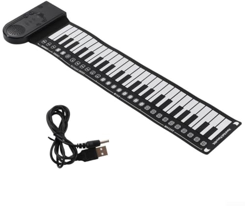 SPORTARC Tastiera elettronica arrotolabile a mano, pianoforte pieghevole e flessibile, 49 tasti, con cavo di ricarica USB, per principianti (nero)