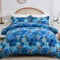 DJY Blue Geometric Duvet Cover Golden Leaves Reversible Bedding Set Soft Breathable Lightweight Duvet Sets 3 Pieces With Zipper Closure (Double, 200x200cm)