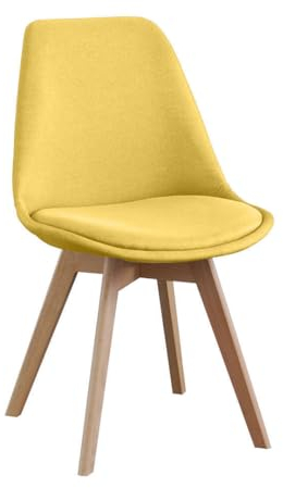 SHIITO | Modelo Otto - Silla de Comedor de Estilo Nórdico | Tapizada con Tela | 41.5 x 43 x 83 - Color Mostaza | Diseño Sencillo y Elegante | con Patas de Haya