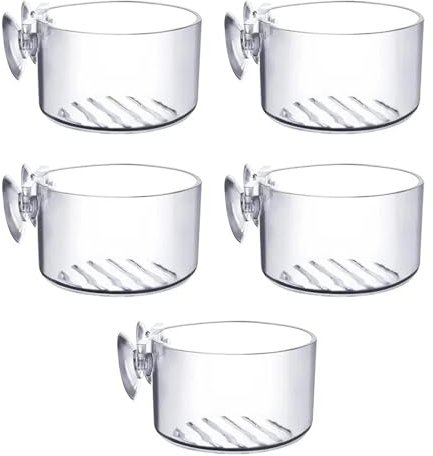5 Pièces Pot pour Plante Aquarium, Bol Alimentation Aquarium, Pot de Fleur avec Ventouse, Mangeoire à Poisson Fond Plat, 4,8 x 3 cm