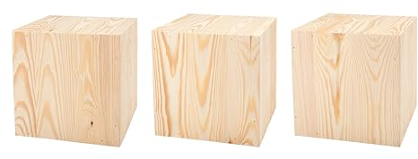 DECOKTIVO Pflanzenständer Set Holz, Vintage Holzdeko, Blumenständer, Blumenhocker, Holzblock, Dekosäule, Blumensäule DIY, Stabil und Langlebig, 20x20x20 Cm, 3 Stück