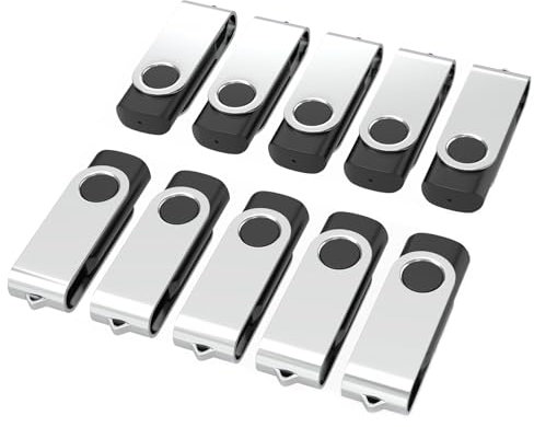 Cle USB 4 Go Lot de 10,WOOOLKEN Clé USB 2.0 Flash Drive Clés USB 4Go Pivotant Stockage Disque Mémoire Stick Pendrive avec Noir