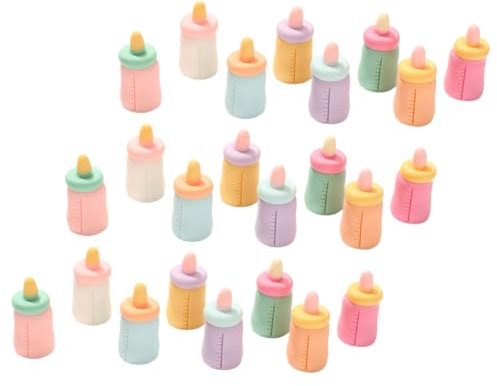 UPKOCH Babyflasche Spielzeug Miniatur Fütterflaschen 24 Stück Puppenhauszubehör aus Harz Pädagogisches Kinderspielzeug für Rollenspiele Selbstgemacht Dekoration Schlüsselanhänger