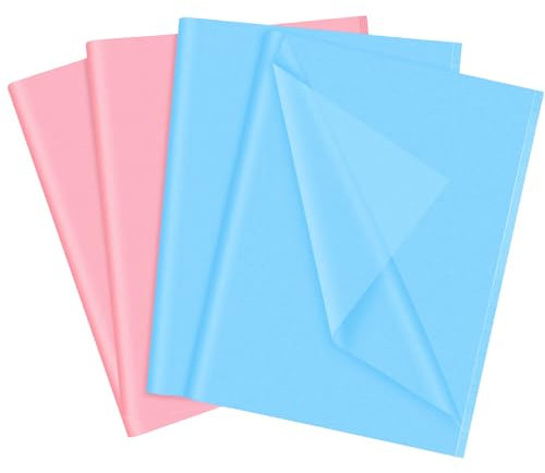 60 Blatt Seidenpapier, Geschenkpapier für DIY Geschenkverpackung Geburtstag Hochzeit Urlaub Papier Blume (Blau Rosa)