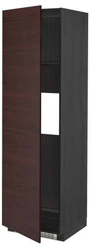 METOD - Frigorífico o congelador de cabina alta con puerta, 60 x 60 x 200 cm, efecto ceniza negro Askersund/marrón oscuro
