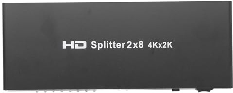 HDMI 4K-Splitter, 2 in 8 Out HD-Video-Umschalter mit Fernbedienung, Automatische Signalumschaltung, Unterstützt HD 1,3 B 1,4 V 4K-Signal, für PC-Laptop-TV (EU-Stecker)