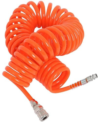 Virsus Tubo Spiralato per Aria Compressa 4569, Diam. 5x8 mm, Lunghezza 8 Metri, Tubo Flessibile in PE Rinforzato Arancione, Attacco rapido, Raccordi con innesto rapido