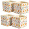 OHS 4 Pack Kids Storage Boxes for Shelves, Safari Print Space Saving Foldable Storage Box for Toys Games Clothing Organiser Storage Cubes for Kids Bedrooms Nursery, Beige