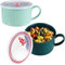 Tideme 2 PCS Soup Mugs, 30oz Bowl with Lid and Handle, Microwave Safe, Large Instant Noodle Bowl, Ceramic Cup for Cereal, Oatmeal, Salad, Fruits