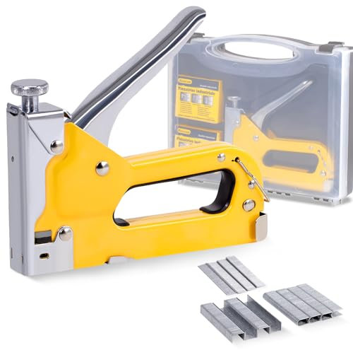 Tutee Graffettatrice Per Legno，Scatola 3 In 1 Con 300 Chiodi，Adatto Per Decorazioni Di Interni, Decorazioni Per La Casa, Materiali Di Fissaggio, Spillatrice Per Legno (Giallo)