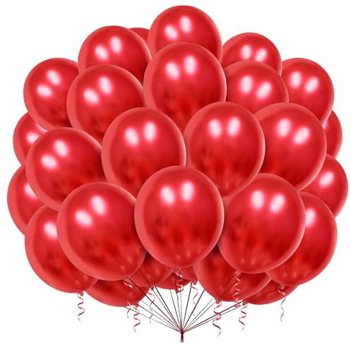 Rote Luftballons,100 Stück 12 Zoll Rote Latex Ballons für Rot Thema Geburtstag Hochzeit Baby Shower Karneval Veranstaltungen Party Jahrestag Dekorationen