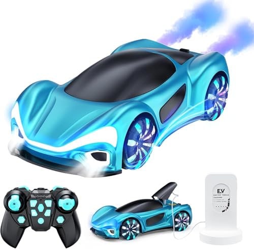 CUPCHID Ferngesteuertes Auto,RC Auto Spielzeug mit Lichtspray & Sound,2.4G Outdoor Spiele für Kinder ab ab 3-12 Jahre Geschenke,Ladestation zum Aufladen ohne Herausnehmen des Akkus