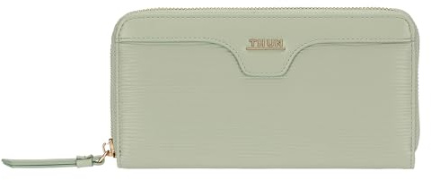 THUN - Portafoglio con chiusura zip, verde - ecopelle - Collezione Sempre con me - 20 x 3 x 10.5 cm