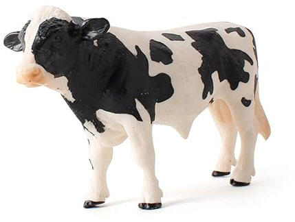 FUNNETOYU Realistische Kuh Figur Deko Für Zimmer Simuliertes Bauernhoftier Modell Aus Kunststoff Kreativer Schwarz-weißer Stier Als Dekorativer Schreibtisch-Ornament Langlebiges Kunsthandwer