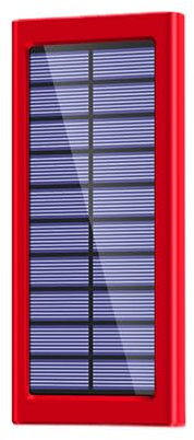 Power Bank Solaire 10 000mAh, Batterie Externe Solaire, Chargeur Batterie Léger, Chargeur De Téléphone Portable, Portable pour Camping, Randonnée, Survie, Maison, 14,2x6,7x1,6cm, 225g, Rouge